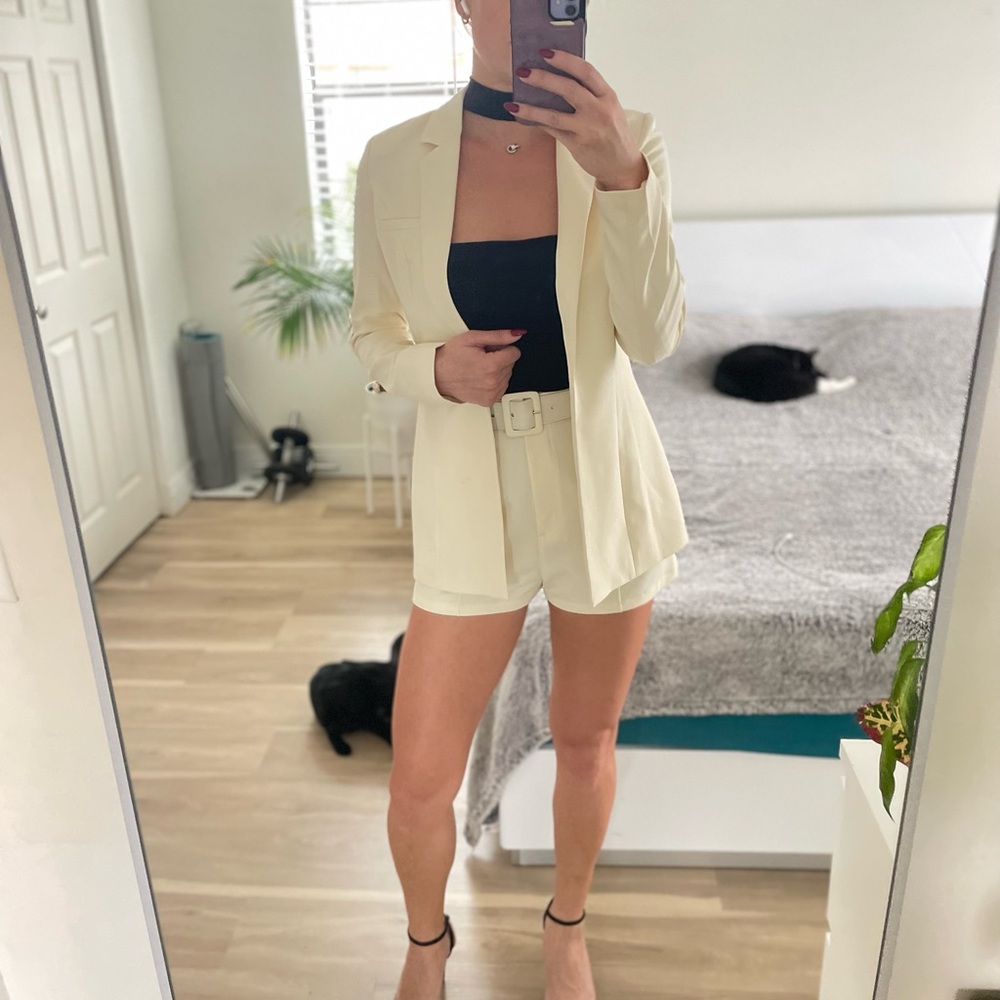 Oh Polly Ivory Blazer and Shorts Ensemble